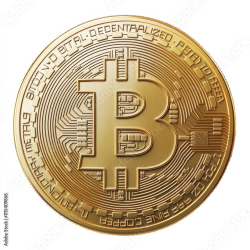 Wallpaper Mural A detailed representation of a golden Bitcoin, symbolizing cryptocurrency and digital finance. Torontodigital.ca