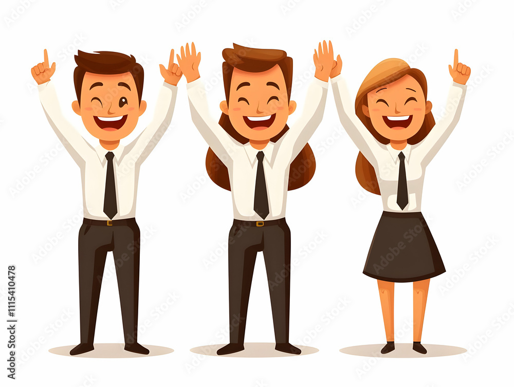Flat Team Members High Fiving After Meeting Candid Moment with Copy Space Flat Team Members High Fiving After Meeting Candid Moment with Copy Space
