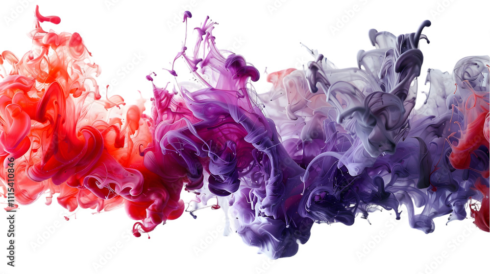 Obraz premium Purple, Grey, Red liquid colour mixed isolated on a transparent background
