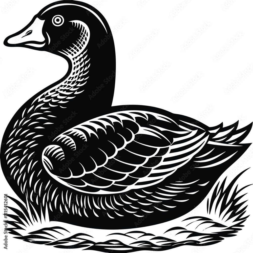 Obraz premium Gander vector silhouette, isolated white background