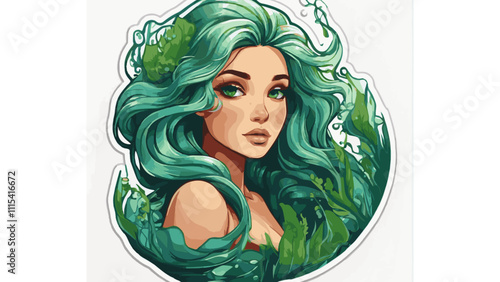 beautiful woman with green hair 002