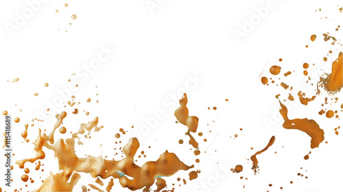 White, Green, Golden liquid colour mixed isolated on a transparent background