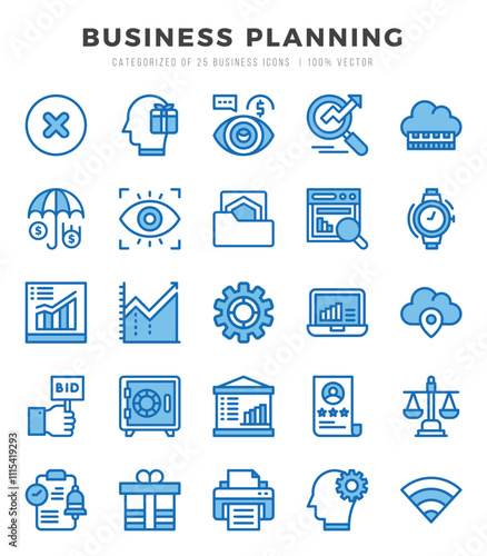 Business Strategy icons set. Collection of simple Two Color web icons.