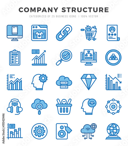 Company Structure Two Color icons. Vector Two Color illustration.