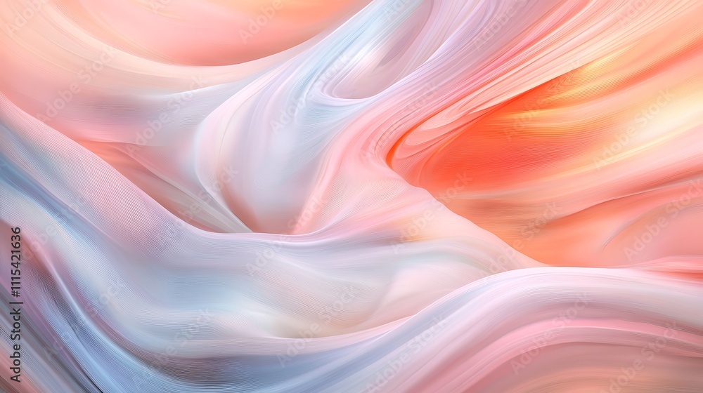 Fototapeta premium Abstract pastel waves creating a soft, flowing texture with a dreamy aesthetic.