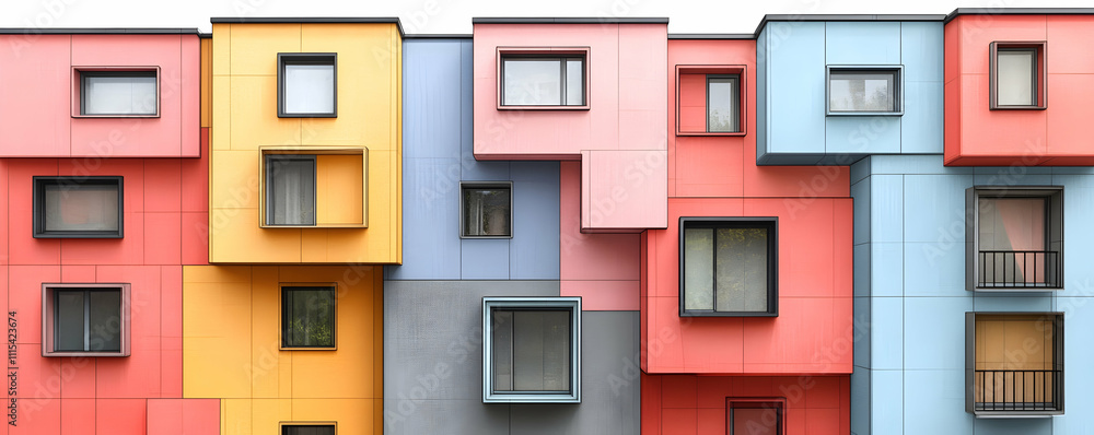 Fototapeta premium Colorful modern apartment building facade.