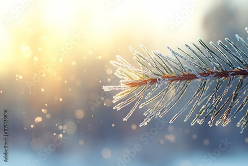 Wallpaper Mural Frosty pine branch in winter sunlight. Torontodigital.ca