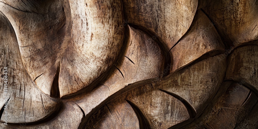 Fototapeta premium Stunning texture of a banana tree trunk showcases the unique characteristics of banana trees, highlighting the beauty and intricate patterns found in banana tree bark textures.