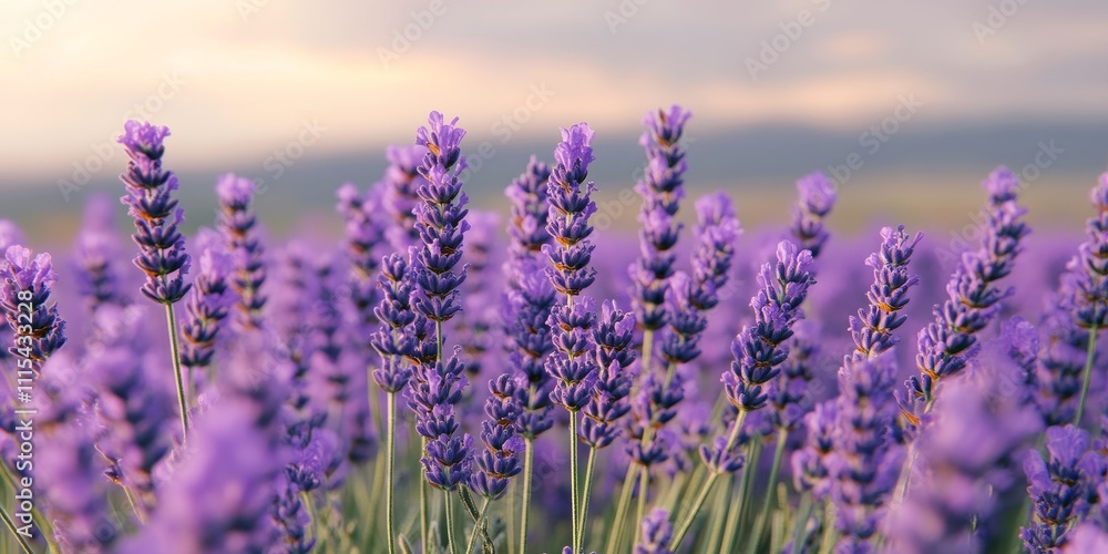 Fototapeta premium Lavender flowers in an aromatherapy setting create a calming atmosphere, showcasing vibrant purple lavender fields that inspire relaxation and well being through the essence of aromatherapy.