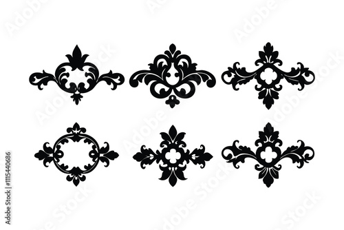 Elegant Floral Ornament Design set Pack  Baroque Damask Styles