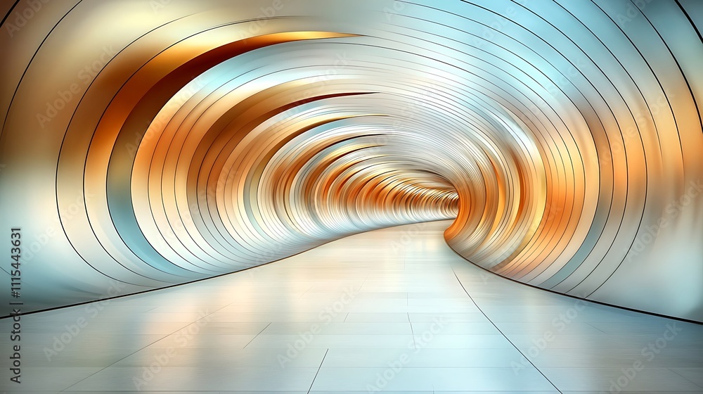 Fototapeta premium The futuristic empty corridors in the high tech building were lined with sleek, metallic walls that emitted a soft, ambient glow, creating a sense of endless space and possibility