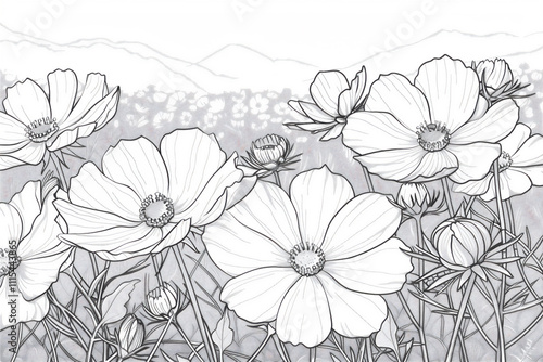 Wallpaper Mural Coloring sketch of flowers in garden version 8 Torontodigital.ca