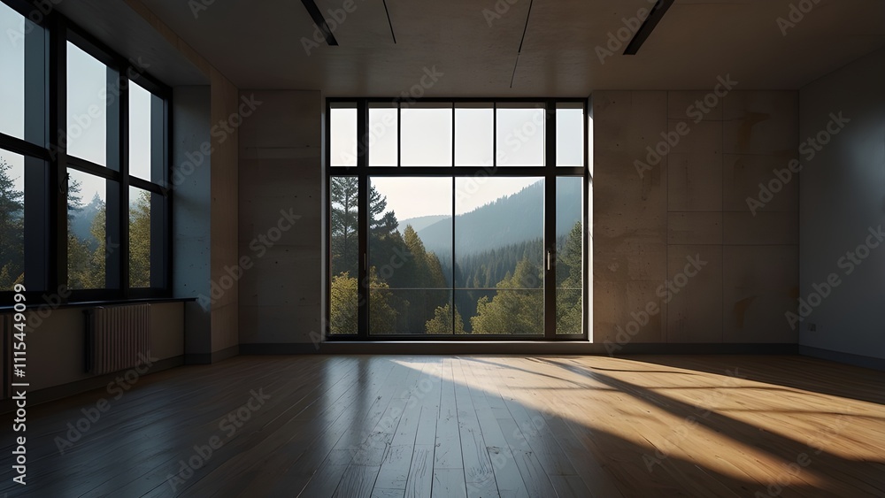 Obraz premium empty room with glass window Generative AI