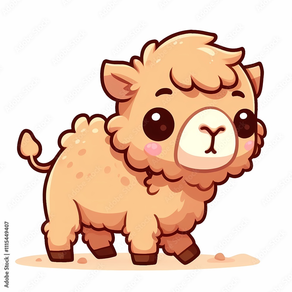 Chibi Camel Illustration in Flat Style on White Background Chibi Camel Illustration in Flat Style on White Background