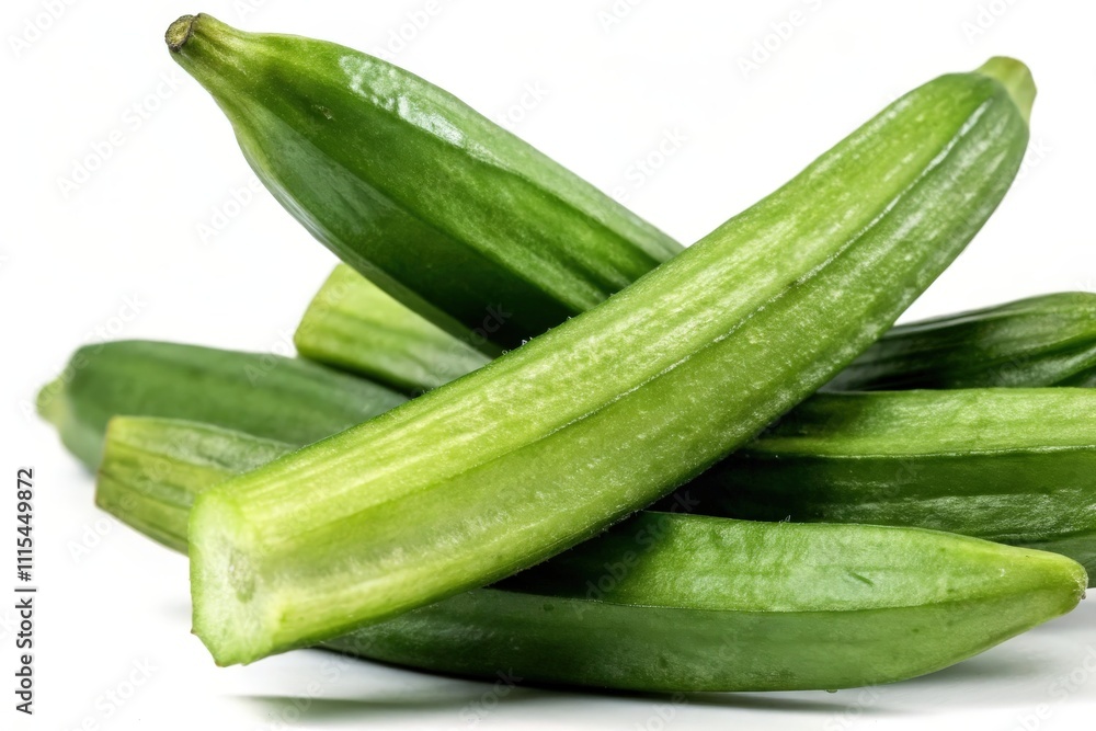 Fresh green cucumbers on a white background. Fresh green cucumbers on a white background.