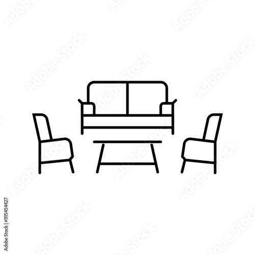 conversation set outdoor furniture line icon vector. conversation set outdoor furniture sign. isolated contour symbol black illustration