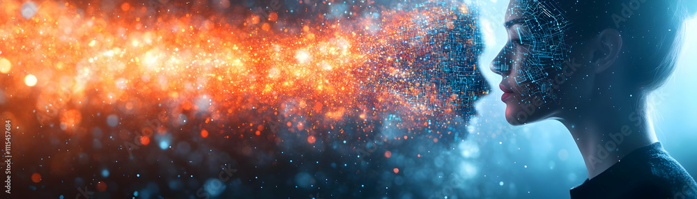 Fototapeta premium Team using biometric data visualization and smart devices in a reality based macro brainstorming session with copy space concept as Capture a macro close up of a team using biometric data visualizatio