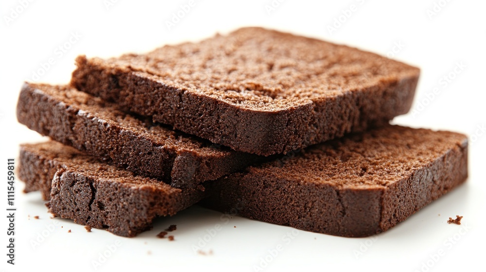 Slices of dark chocolate bread on white background. Slices of dark chocolate bread on white background.