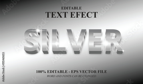 editable text effect silver 