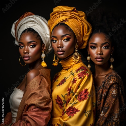 Three beautiful girls with perfect hairstyle and make-up