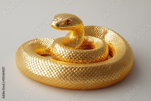 
Golden snake in coiled pose representing the Chinese New Year zodiac
