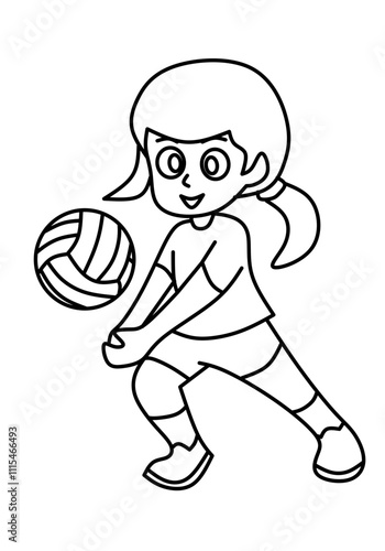Cute girl playing volleyball illustration