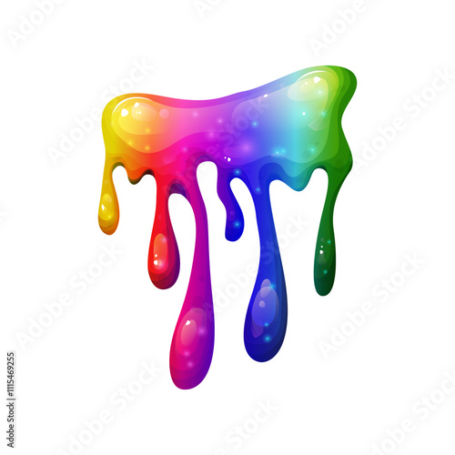 Dripping rainbow slime illustration with vibrant colors. Rainbow splash collection on a transparent background. Great for adding playful, toxic-looking splats and liquid effects to your illustrations photo