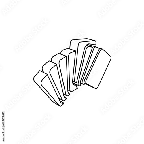 The outline of a large playing cards symbol is made with black lines. 3D view of the object in perspective. Vector illustration on white background