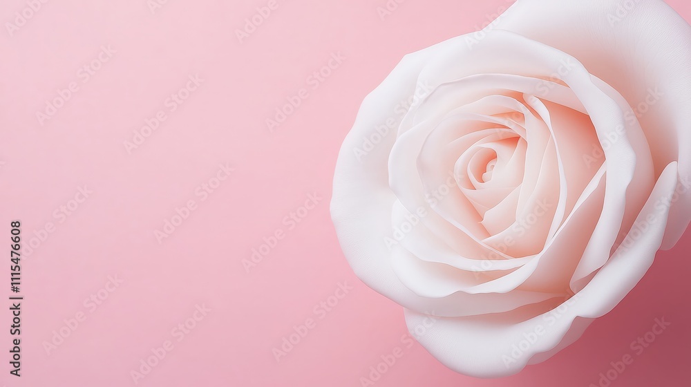 Fototapeta premium soft pink rose against gentle pink background evokes elegance and tranquility