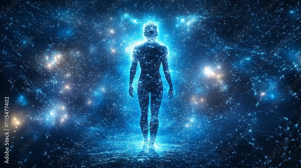 Celestial Being Illuminated Within Cosmic Network Celestial Being Illuminated Within Cosmic Network