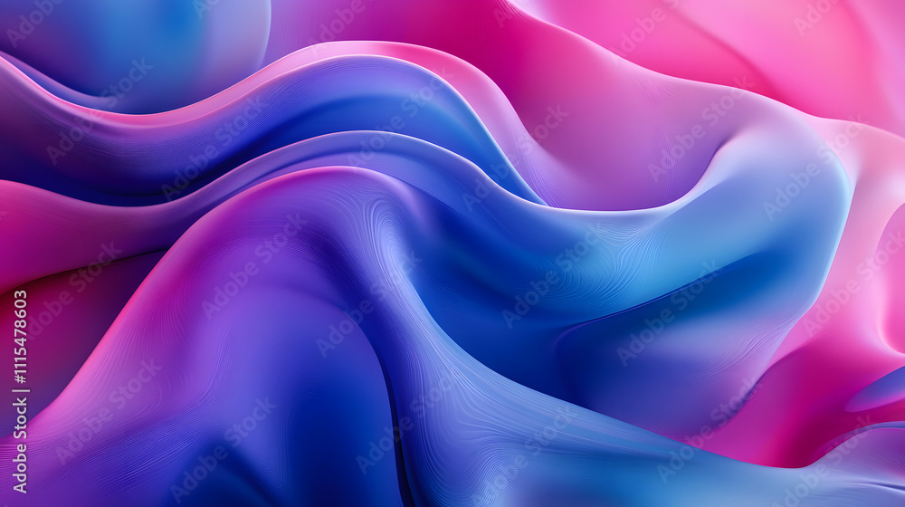 Obraz premium Colorful abstract waves create a mesmerizing visual in vibrant shades of blue and pink