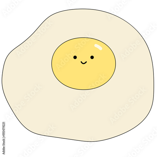 Cute fried egg icon. Breakfast food.