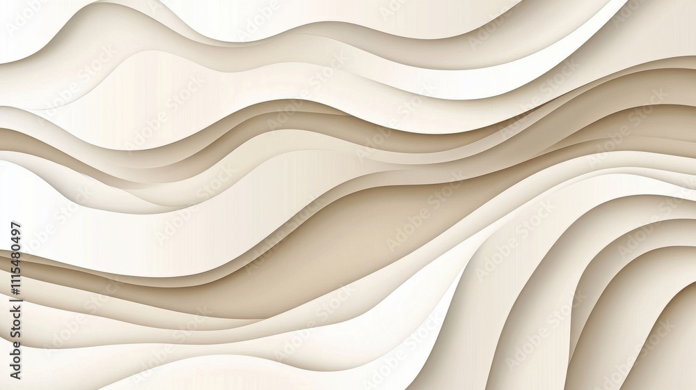Obraz premium Abstract beige and white wavy layers background.