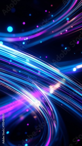 Abstract Neon Light Waves in Vibrant Blue and Purple Hues - made with Generative AI photo