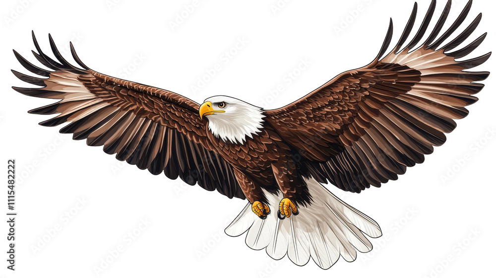 Illustration of a majestic eagle in flight isolated on white background Illustration of a majestic eagle in flight isolated on white background