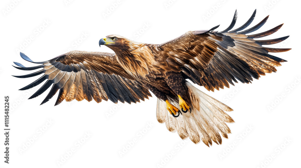 Obraz premium Illustration of a majestic eagle in flight isolated on white background