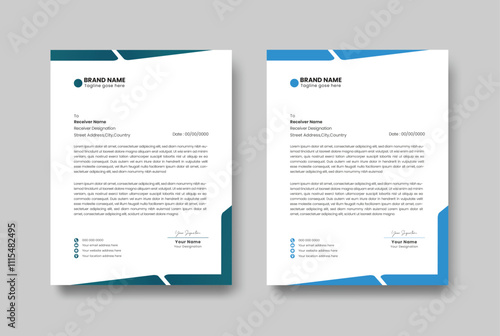 Creative and modern letterhead template design with color variation bundle illustration