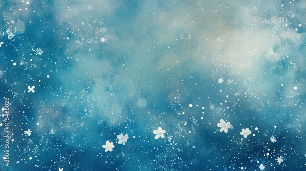 Fototapeta premium Abstract blue winter background with snowflakes.