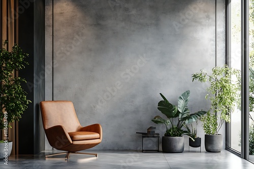 Modern Concrete Wall with Subtle Cracks for Industrial Design and Texture photo