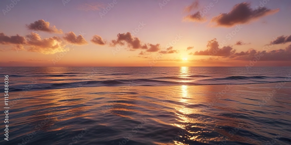 Fototapeta premium Calm ocean waters reflecting the vibrant colors of a Pacific sunset, vibrant colors, gradient sky