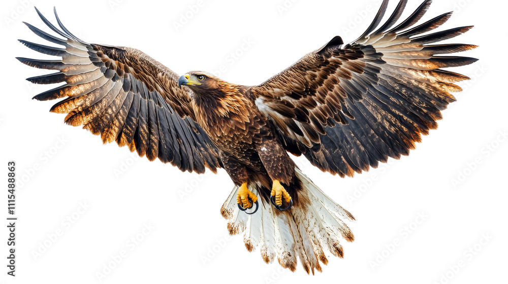 Obraz premium Illustration of a majestic eagle in flight isolated on white background