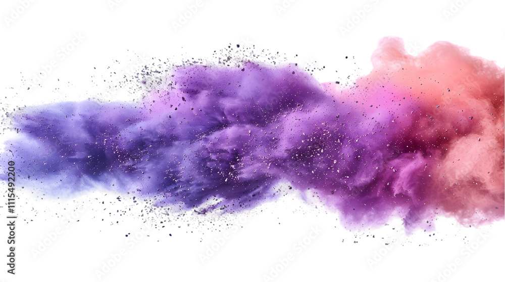 Fototapeta premium Brown, Purple, Blue colours powder exploding isolated on a transparent background