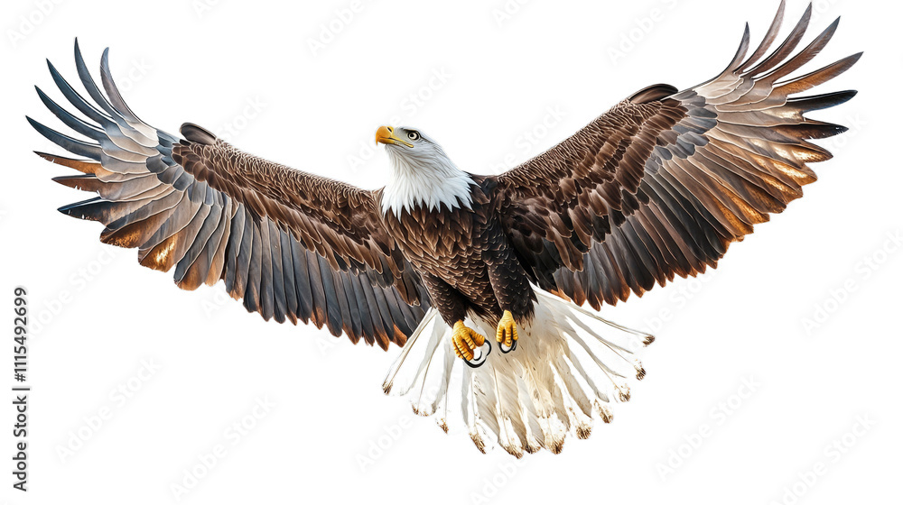 Fototapeta premium Illustration of a majestic eagle in flight isolated on white background