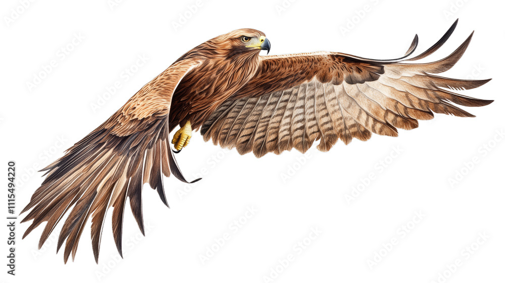Fototapeta premium Illustration of a majestic eagle in flight isolated on white background