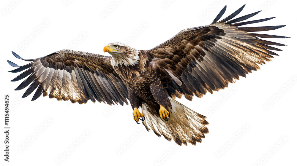 Obraz premium Illustration of a majestic eagle in flight isolated on white background