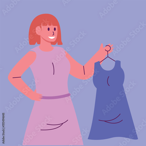 Illustration of a Woman Shopping