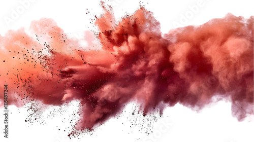 DarkRed, Brown, Red colours powder exploding isolated on a transparent background photo