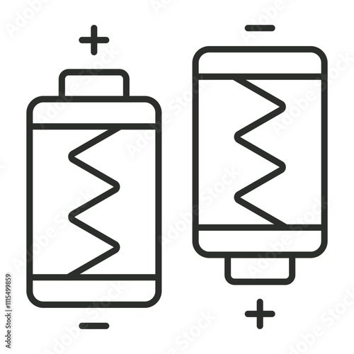 Battery icon, Electric component symbol outline icon, editable vector illustration and transparent graphic element. Isolated on white background