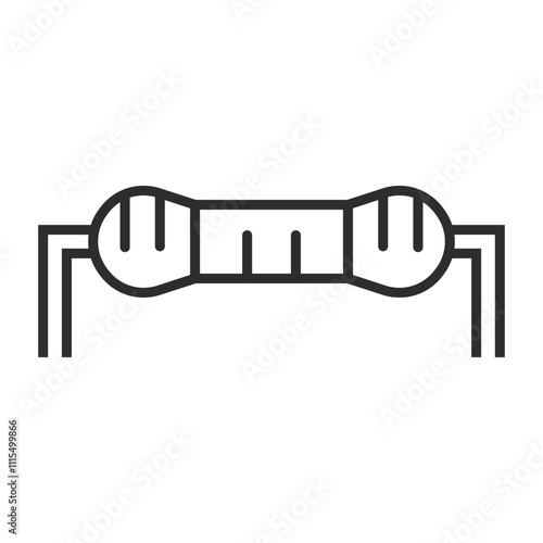 Resistor icon, Electric component symbol outline icon, editable vector illustration and transparent graphic element. Isolated on white background