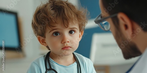 Doctor examining a little kid to assess the illness, focusing on the child s symptoms to provide the best care for the illness. The doctor s thorough examination is crucial for addressing the illness. photo